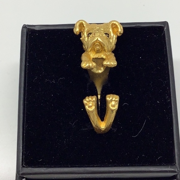 Dog Gold Tone Wraparound Adjustable Ring with Box - Picture 1 of 4
